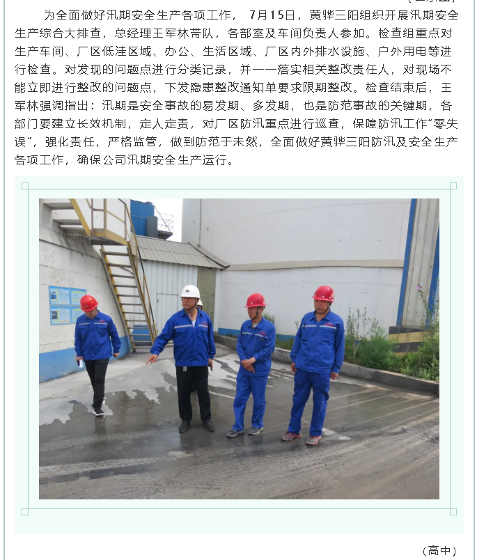 集團(tuán)公司、黃驊三陽(yáng)、魯中水泥組織防汛安全檢查2