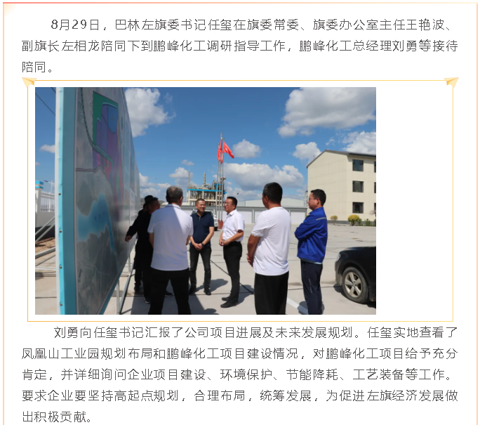 巴林左旗委書記任璽到鵬峰化工調研15