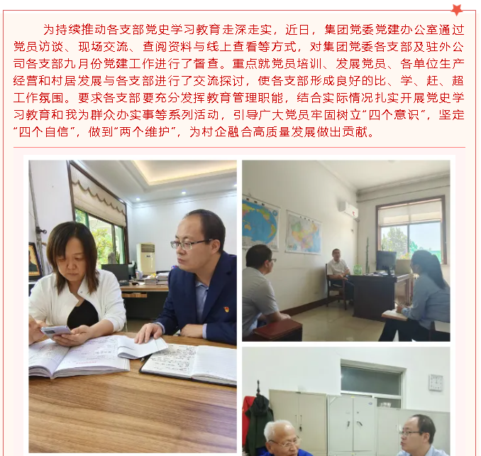 開展黨建督查 夯實(shí)工作基礎(chǔ) —集團(tuán)黨委開展九月份黨建工作督查28