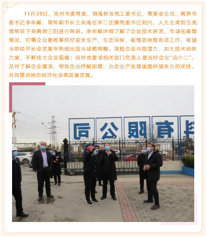 滄州市委常委、黃驊市委書記李華峰到黃驊三陽調(diào)研73